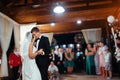 Happy bride and groom a their first dance, wedding Royalty Free Stock Photo