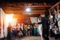 Happy bride and groom a their first dance, wedding Royalty Free Stock Photo