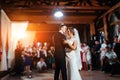 Happy bride and groom a their first dance, wedding Royalty Free Stock Photo