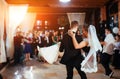 Happy bride and groom a their first dance, wedding Royalty Free Stock Photo