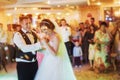 Happy bride and groom their first dance Royalty Free Stock Photo