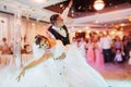 Happy bride and groom their first dance Royalty Free Stock Photo