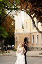 Happy bride and groom on their wedding