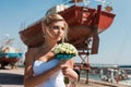 Happy bride and groom on their wedding