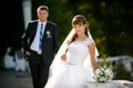 Happy bride and groom on their wedding Royalty Free Stock Photo
