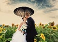 Happy bride and groom on their wedding Royalty Free Stock Photo