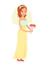 Happy Bride Isolated on White Vector Illustration Royalty Free Stock Photo