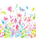 Happy and bright floral seamless pattern with hand drawn watercolor flowers and leaves Royalty Free Stock Photo