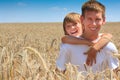 Happy brothers in corn field Royalty Free Stock Photo