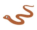 Happy Brown Snake or Serpent Crawling Vector Illustration