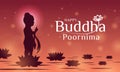 Happy buddha poornima with The baby Buddha stood on the lotus flower and pointed his finger in the sky vector design