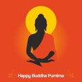 Happy Buddha Purnima Banner - Meditating Buddha - Illustration