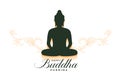 happy buddha purnima festive background with lord budha silhouette