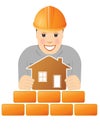 Happy builder with house