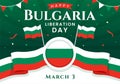 Happy Bulgaria Liberation Day Vector Illustration on March 3 with Bulgarian Flag and Ribbon in National Holiday Flat Cartoon