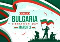 Happy Bulgaria Liberation Day Vector Illustration on March 3 with Bulgarian Flag and Ribbon in National Holiday Flat Cartoon