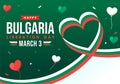 Happy Bulgaria Liberation Day Vector Illustration on March 3 with Bulgarian Flag and Ribbon in National Holiday Flat Cartoon