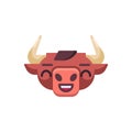 Happy bull emoji flat icon