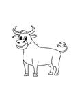 Happy Bull line art illustration cartoon white background
