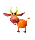 Happy bull made of fruits