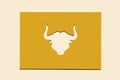 Happy bull year. Christmas tendy card 2021. silhouette of a gold bull. Trend color.