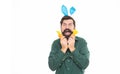 So happy. bunny hunt. just having fun. eastertime. happy holidays. happy bunny guy with carrot.