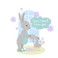 Happy bunny and mom. Vector iilustration