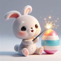 a bunny playing with easter egg, ai generated Royalty Free Stock Photo