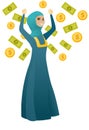 Happy busiess woman under money rain. Royalty Free Stock Photo