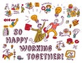 Happy business creative couple work ink