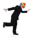 Happy business man with clown hair Royalty Free Stock Photo