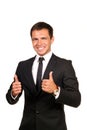 Happy business man going thumbs up Royalty Free Stock Photo