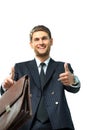 Happy business man going thumbs up Royalty Free Stock Photo