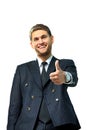 Happy business man going thumbs up, Royalty Free Stock Photo