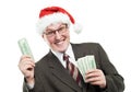 Happy business man in red hat with dollar money Royalty Free Stock Photo