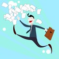 Happy Business Man Run Throw Documents, Success Concept Royalty Free Stock Photo