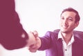 Happy business man shaking hand closing the deal with smile Royalty Free Stock Photo