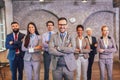 Happy business people and company staff in modern office, representig company Royalty Free Stock Photo