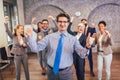 Happy business people and company staff in modern office, representig company Royalty Free Stock Photo