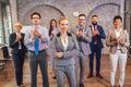 Happy business people and company staff in modern office, representig company Royalty Free Stock Photo