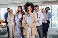 Happy business people and company staff in modern office, representig company.Selective focus Royalty Free Stock Photo