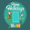 Happy Business People Hold Present Box Gift Merry Christmas And New Year Royalty Free Stock Photo