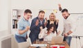 Happy business people team celebrate success in the office Royalty Free Stock Photo