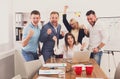 Happy business people team celebrate success in the office Royalty Free Stock Photo