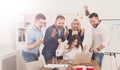 Happy business people team celebrate success in the office Royalty Free Stock Photo