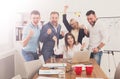 Happy business people team celebrate success in the office Royalty Free Stock Photo