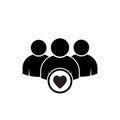 Happy business team icon vector. Management business team leader sign. Heart group icon. Health care management. For your web site