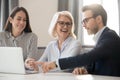 Happy business team people colleagues talking laughing working together Royalty Free Stock Photo