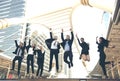 Happy business teamwork group jump up. concept celebration Royalty Free Stock Photo