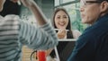 Happy Business woman asian sitting in meeting with Team Business people to work happy with smile In modern office. New normal Royalty Free Stock Photo